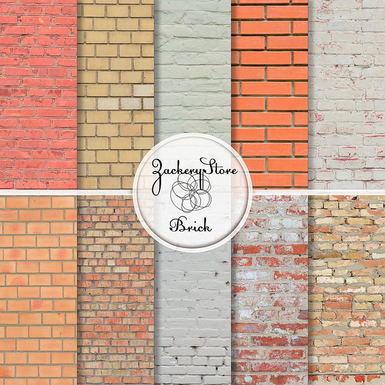 BRICK WALL Digital Scrapbook Craft Paper Pack Texture Set 10 Etsy