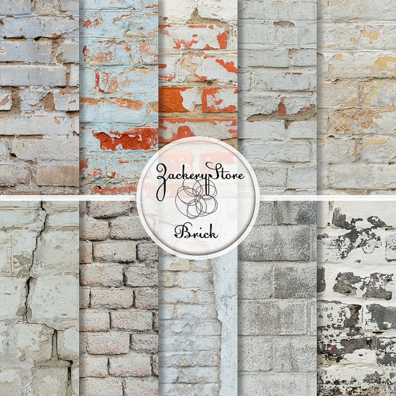 BRICK WALL Digital Scrapbook Craft Paper Pack Texture Set 10 Etsy