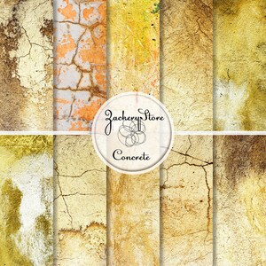 CONCRETE WALL Digital Scrapbook Craft Paper Pack Texture Set 10 Papers 300 dpi #078