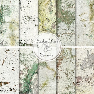 CONCRETE WALL Digital Scrapbook Craft Paper Pack Texture Set 10 Papers 300 dpi #076