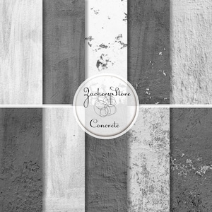 CONCRETE WALL Digital Scrapbook Craft Paper Pack Texture Set 10 Papers 300 dpi #087