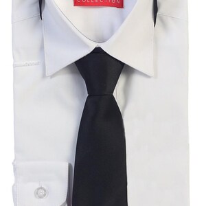 Aft Collection New Boys Solid Long Sleeve Dress Shirt with Matching Tie White