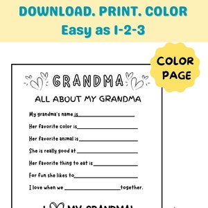 All About My Grandma Printable Grandma Printable Grandma Activity