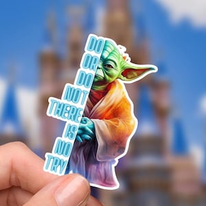 Pegatina Disneyy Master Yoda impermeable Disney para portátil, planificador, papelería, botella de agua, teléfono móvil, logotipo