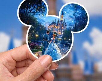 Cinderella Mickeyy Mouse  Laptop Sticker/ Walt Disney decal cell phone MickeyMouse planner stationery water bottle