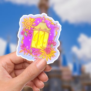 Floral Tangled Lantern Sticker: Waterproof Rapunzel Princess Decal