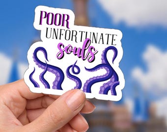 Pegatina de Úrsula, La Sirenita: vinilo impermeable para portátil y botella de agua