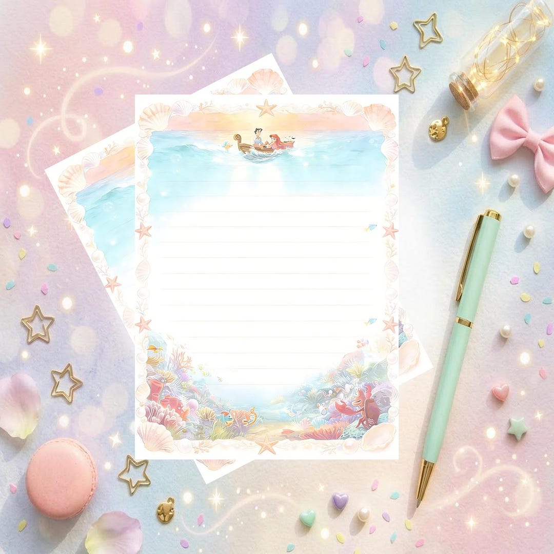 Mermaid Notes Disneyy Little Mermaid Memo Notepad 50 Sheets Bullet Journal Disney ...