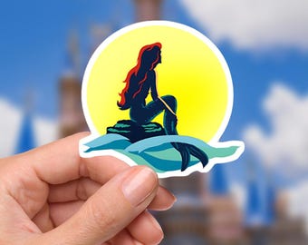 Pegatina de La Sirenita: vinilo impermeable para portátil y botella de agua