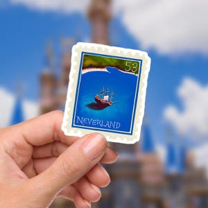Peter Pan NeverLand Stamp Sticker/ Peter Pan Neverland Disneyy Pixie Dust Laptop Stickers/Minnie Vinyl Decals/  Planner Water bottle sticker