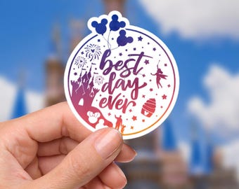 Disneys bästa dag någonsin klistermärke Vattentät Disney Laptop, Disney temapark semester, Castle Park mus