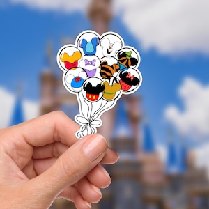 Pegatinas impermeables para portátil de Disney con globos de Disney, Mickey, Minnie, Winnie the Pooh, Stitch, planificador, papelería, calcomanía para botella de agua, teléfono celular