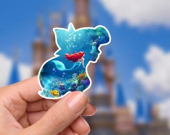Sticker kleine zeemeermin Ariel: waterdichte vinylsticker