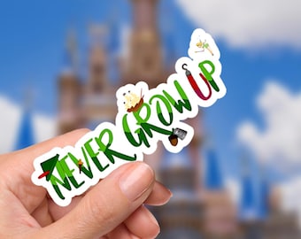 Sticker Peter Pan Never Grow Up/Peter Pan Neverland Disneyy Pixie Dust laptopstickers/Minnie vinylstickers/planner waterfles sticker