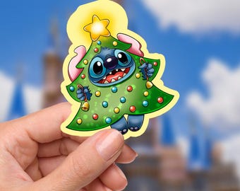 Christmas Stitch Sticker, Waterproof Vinyl Decal