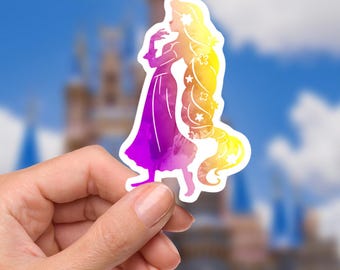 Rapunzel Aquarell Skizze Sticker - Rapunzel Prinzessin Laptop Aufkleber