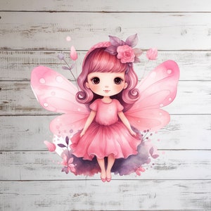 Butterfly Clipart, Fairy Garden Clipart Flowers clipart, Transparent Background, Pink mushroom, floral Commercial Use