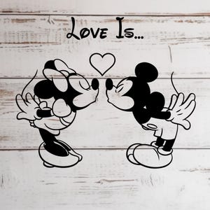 Mickey y Minni Love svg Png, Disney PNG svg, Pareja de ratones SVG, Día de San Valentín SVG