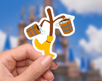 Pegatina de Mickey el Hechicero de Fantasía: Vinilo adhesivo impermeable para portátil y botella de agua.