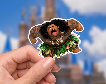 Adesivo Disney Moana Maui, adesivo per bottiglia d'acqua, impermeabile, Disney, adesivi per laptop, planner, cancelleria, decalcomania per bottiglia d'acqua