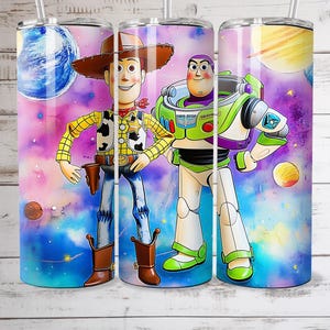 Buzz Lightyear And Woody Planet Tumbler Wrap, 20oz Skinny Tumbler, Toy Story Tumbler, Cartoon Tumbler Wrap PNG Digital Download