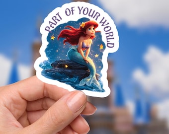 Sticker kleine zeemeermin Ariel - waterdichte vinylsticker