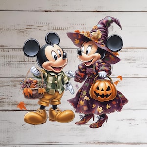 Mickey's herfst-clipartset, esthetiek herfst en herfst, transparante afbeeldingen, digitale download, clipartbundels, Halloween-muis
