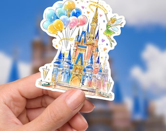 Disneyy World kasteel ballonnen TinkerBelle laptop sticker/Magic Kingdom Fantasyland Disney sticker/planner waterfles mobiele telefoon sticker