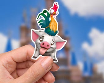 Disneyy Pua Hei Hei Sticker Waterproof Disney Laptop Stickers lightningmcqueen planner stationery decal water bottle cell phone