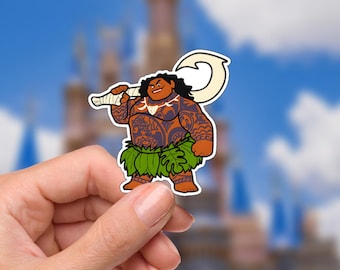 Adesivo Disney Moana Maui, adesivo per bottiglia d'acqua, impermeabile, Disney, adesivi per laptop, planner, cancelleria, decalcomania per bottiglia d'acqua