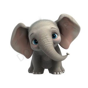 Baby Elephant PNG Transparent Clipart Kids Cartoon Design,Printable Sublimation,Digital Instant Download,Baby Shower,Unicorn PNG Art