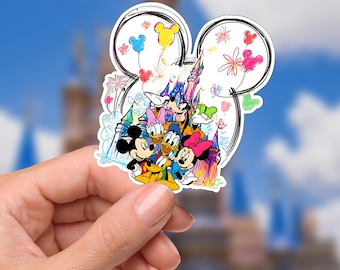 Pegatinas impermeables de Disney para portátil, diseño de Minnie y Mickey Mouse, con diseño de Stitch, Ohana y Aloha, para planificador, papelería, botella de agua, teléfono móvil y logotipo.