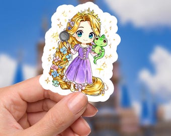 Rapunzel & Pascal Aufkleber, wasserfester Aufkleber