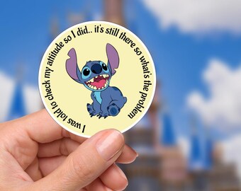 Stitch Humor Sticker: Waterproof Vinyl Decal for Laptop, Water Bottle