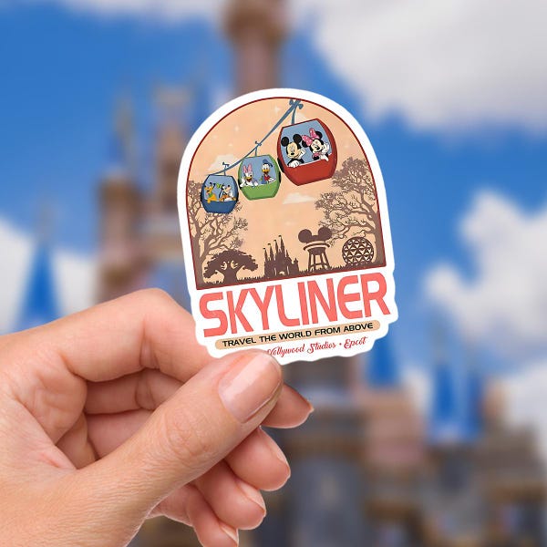Adesivo Disney SkyLiner Castle World impermeabile per laptop Disney, vacanze nei parchi a tema Disney, topo del parco del castello