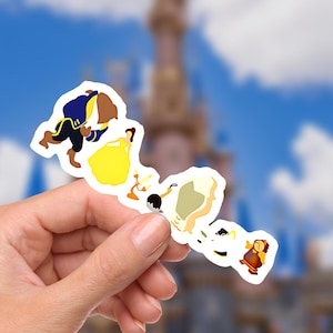 Disneyy Die Schöne und das Biest Tale so alt wie die ZeitWasserfeste Disney Laptop Aufkleber/ Ohana Aloha Planer Schreibwaren Aufkleber Wasserflasche Handy