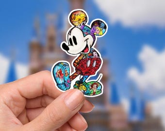Autocollant Disneyy Mickey Mouse What a Wonderful World pour ordinateur portable Disney étanche, vacances dans les parcs à thème Disneying, souris du parc du château
