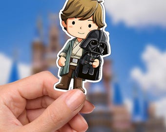 Pegatina impermeable de peluche de Luke y Vader de Star Wars