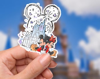 Waterdichte vinylsticker Mickey en Minnie Mouse, laptopsticker