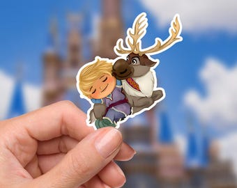 Pegatina impermeable de Olaf y Sven: Calcomanía de dibujo de Frozen