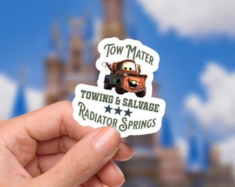 Pegatinas impermeables de Disney Cars Mater, TowMater, para portátil, planificador, papelería, botella de agua, teléfono móvil