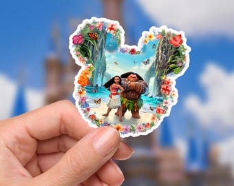 Adesivo testa di Topolino Moana Maui: decalcomania in vinile impermeabile