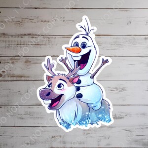 Olaf with Sven Frozen Waterproof Disney Laptop Stickers  Frozen Sven disneymickey mouse planner stationery decal water bottle cell phonelogo