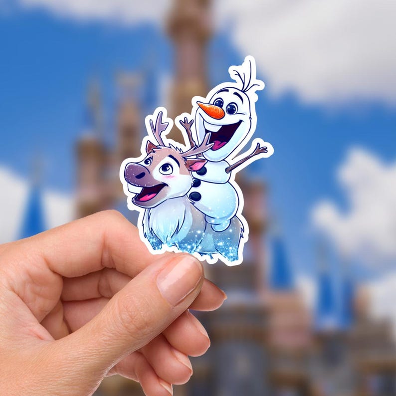 Olaf with Sven Frozen Waterproof Disney Laptop Stickers  Frozen Sven disneymickey mouse planner stationery decal water bottle cell phonelogo
