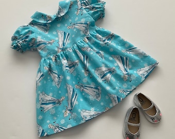Girls' Elsa Print Dress: Frozen Birthday Party Outfit