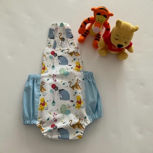 Winnie the Pooh Romper, Boy Romper, Cross Back Romper, Toddler Romper, Boy Birthday Romper, Pooh Bear Romper - Size 1 (US 12-18 Months)