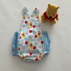 Winnie the Pooh Romper, Baby Boy Romper, Toddler Romper, Cross Back Romper, Bubble Romper, Pooh Bear Romper, Cotton - Size 0 (US 12 Months)