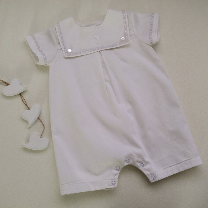 baby boy baptism romper outfit