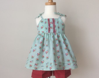 Girls Floral Top and Shorts Set: Summer Toddler Outfit - Size 2T