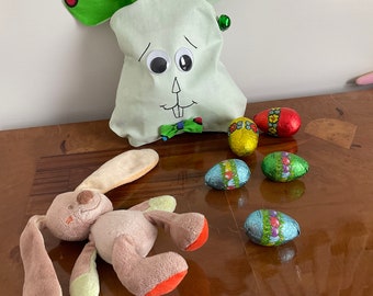 Bunny Easter Treat Bag: Reusable Cotton Gift Bag